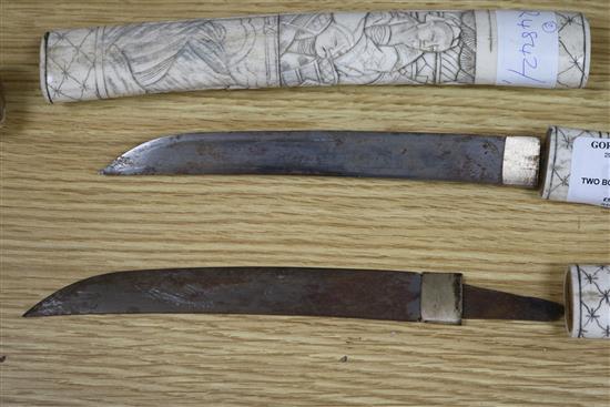 Two Tanto Bone Samurai knives
